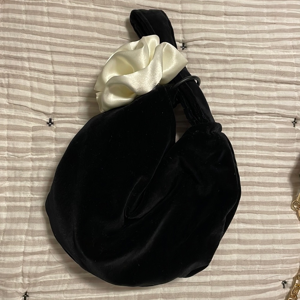 Black tie clutch purse